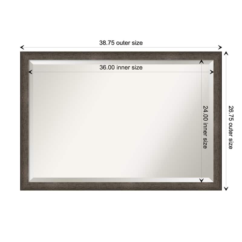 Dappled Narrow Beveled Wood Framed Bathroom Vanity Wall Mirror - Dappled Light Bronze Narrow - Glass Size 36x24