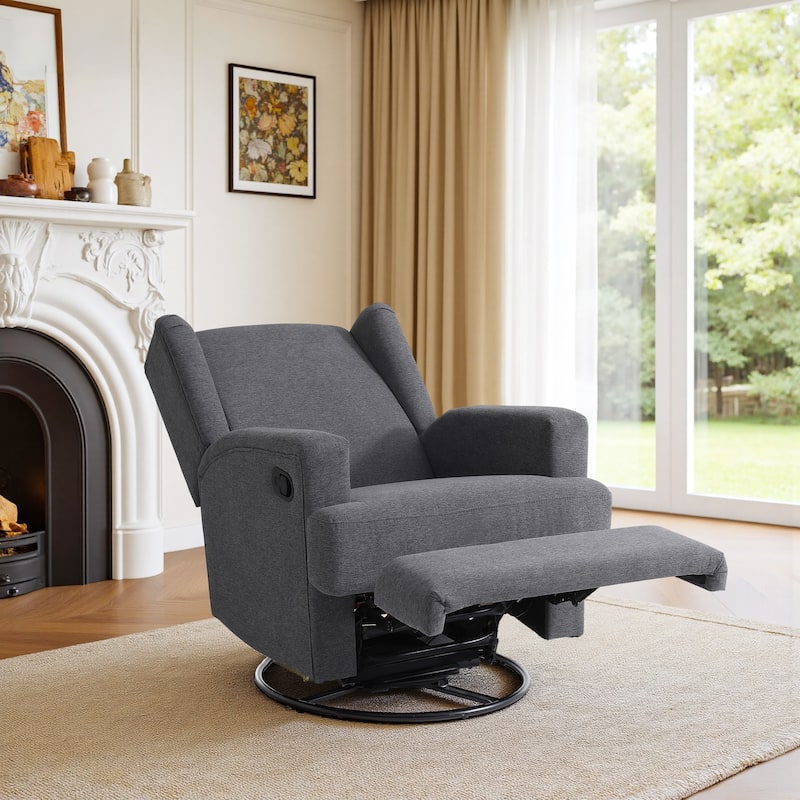 UIXE Upholstered Chenille/Boucle Swivel Glider Rocker Recliner