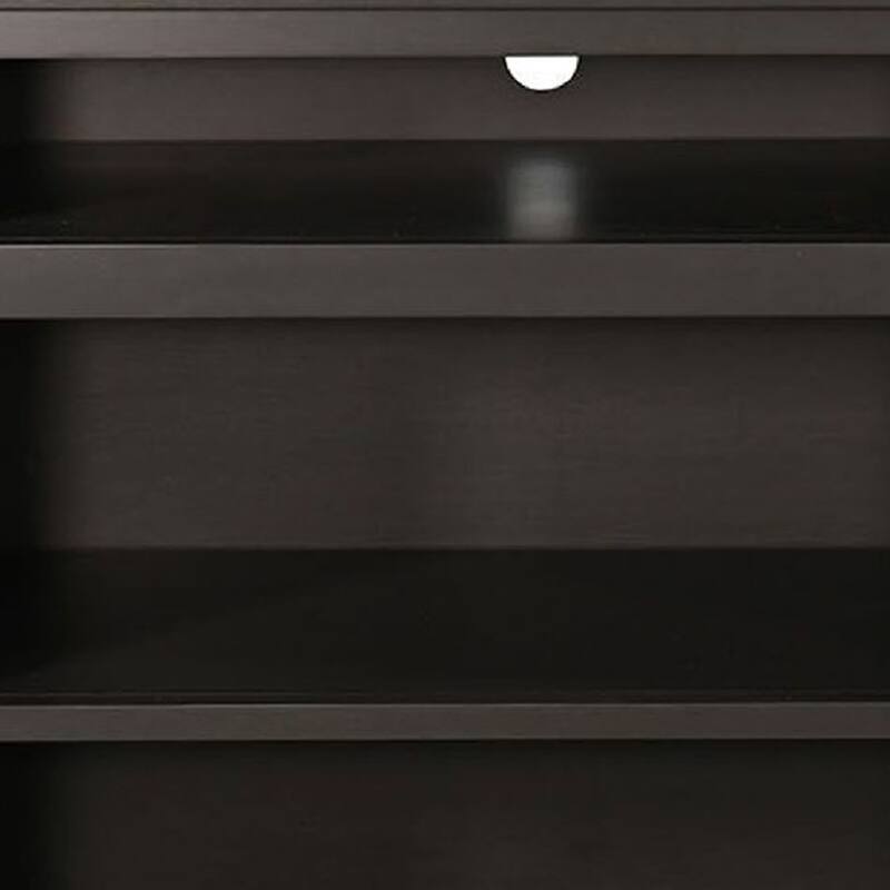 Cicy 78 Inch TV Media Entertainment Cabinet, Black, Brown Solid Wood