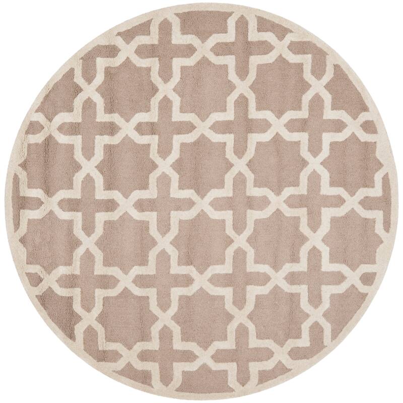 SAFAVIEH Handmade Cambridge Remedios Geometric Wool Rug - 10' Round - Beige/Ivory