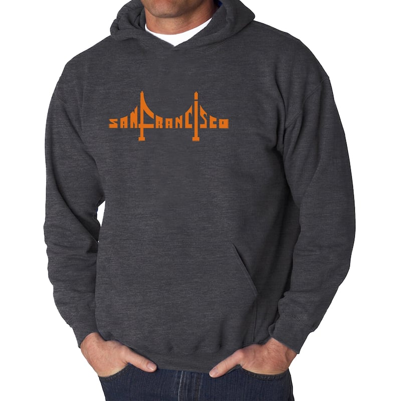 LA Pop Art Men's Word Art Hooded Sweatshirt - San Francisco Bridge - Grey - 3XL