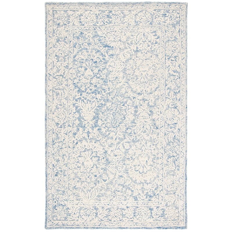SAFAVIEH Handmade Metro Suada French Country Wool Rug - 6' Square - Blue/Ivory