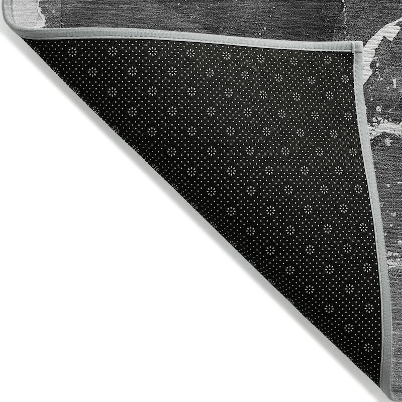 Machine Washable Indoor/ Outdoor Chantille Abstract Gray Rug
