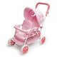 preview thumbnail 1 of 8, Badger Basket Folding Double Front-to-Back Doll Stroller - Pink/Gingham