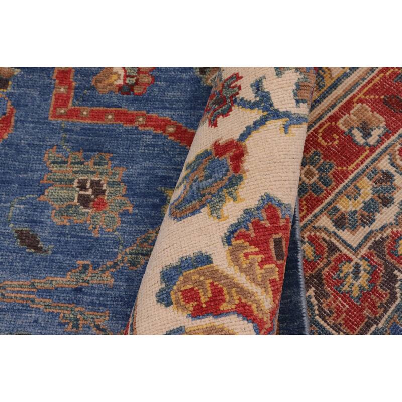 Rustic Kazak Caden Blue/Beige Wool Rug - 10'8'' x 14'2''