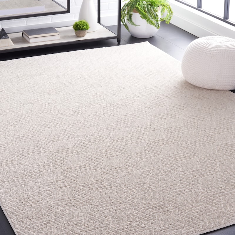 SAFAVIEH Plain and Solid Cathryn Geometric Rug - 5'3" Square - Ivory