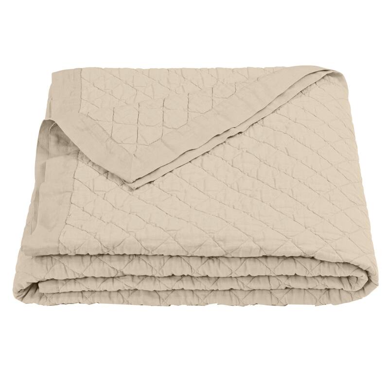 HiEnd Accents Diamond Pattern Linen Cotton Quilt, 1PC - Light Tan - King