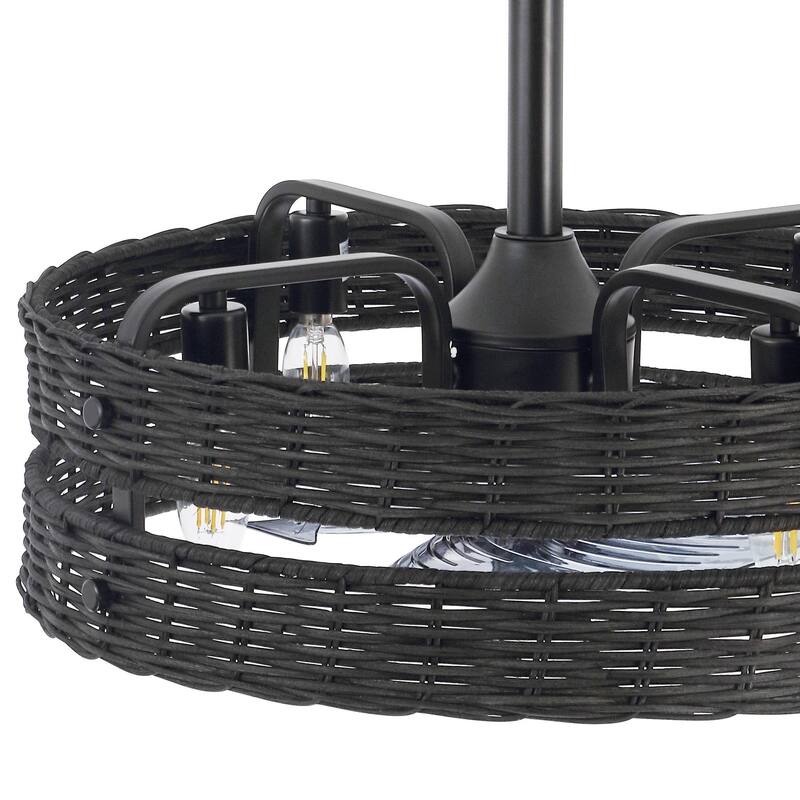 18.5" Boho Rattan Caged Ceiling Fan with Light Kit and Remote Control