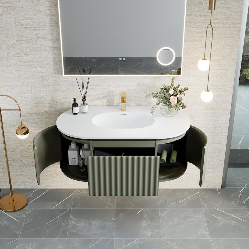 Eviva Haven 39"W Green Wallmount Bath Vanity with Integrated Sink