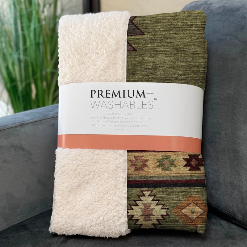 Premium Machine Washable ASB179 Southwest Sherpa Throw Blanket