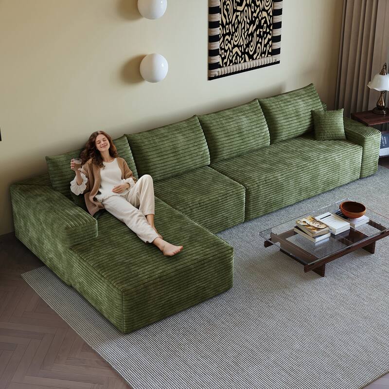 Sofa 135-in Casual Green 4 -seater Left Sectional - 8' x 10'