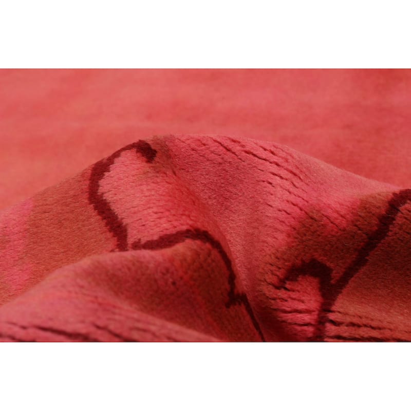 ECARPETGALLERY Hand-knotted Color Transition Dark Pink Wool Rug - 5'11 x 8'10