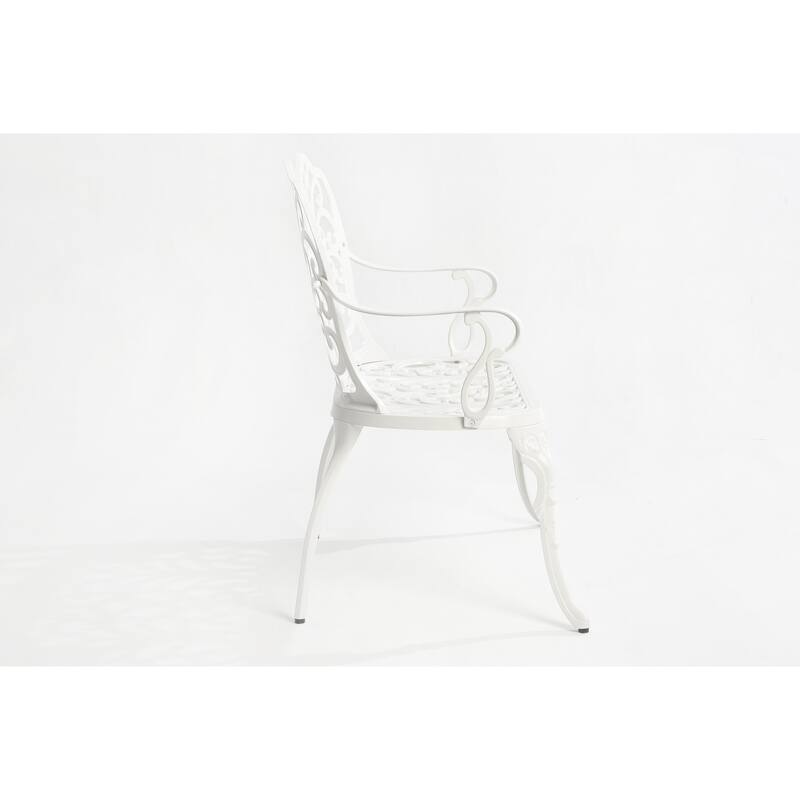 Patio Garden Bench Metal Park Bench Cast Aluminum Outdoor Furniture With Floral Rose For Patio (Excluding the table)