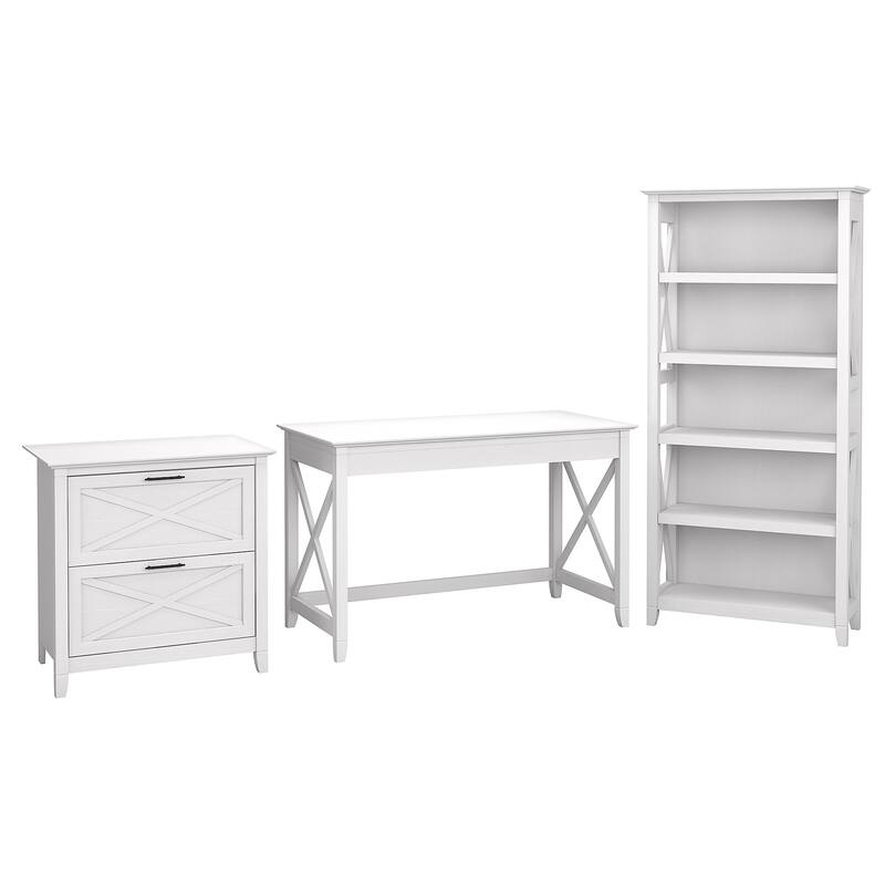 Key West 48W Writing Desk with Cabinet and Bookcase by Bush Furniture