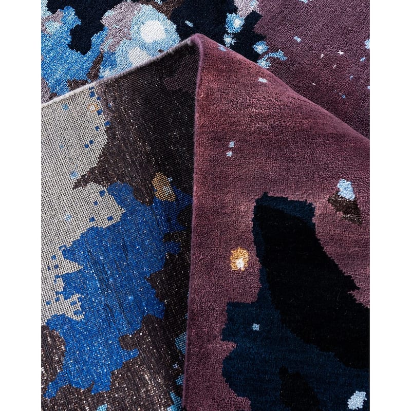 Ikat One-of-a-Kind Hand-Knotted Area Rug - Black, 8' 2" x 10' 2" - 8' 2" x 10' 2"