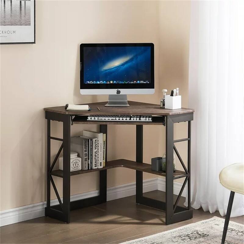 Corner Computer Desk with Keyboard Tray
