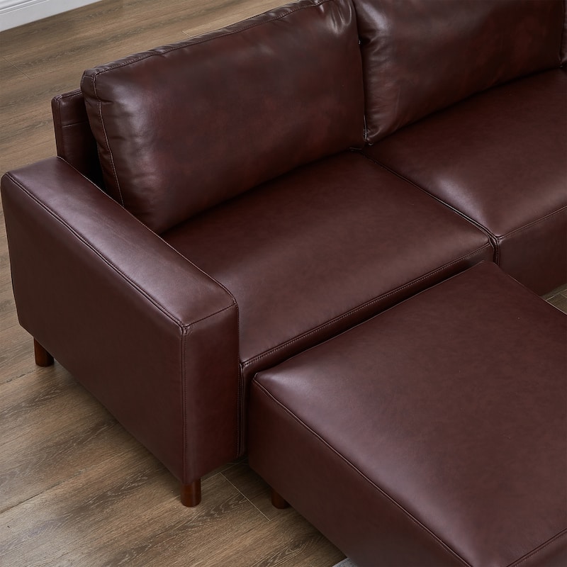 Roomfitters Modern Sectional Sofa, Comfortable L-Shaped Upholstered Couch with Solid Wooden Legs for Living Room