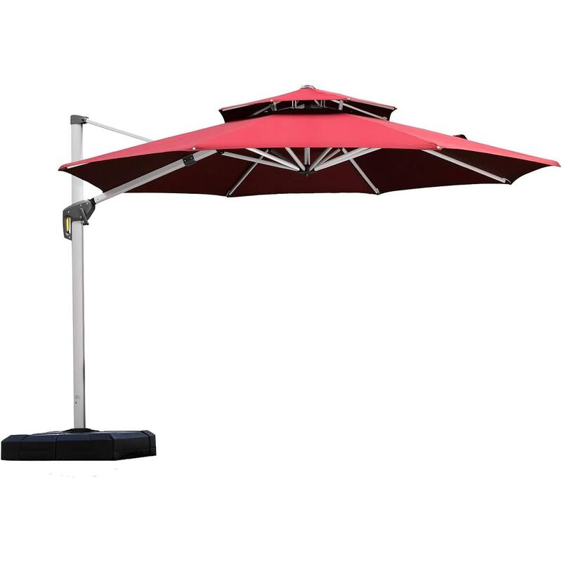 PURPLE LEAF Double Top Round Patio Large Cantilever 360 Degree Rotation 10/11/12/13ft Outdoor Classic Umbrella