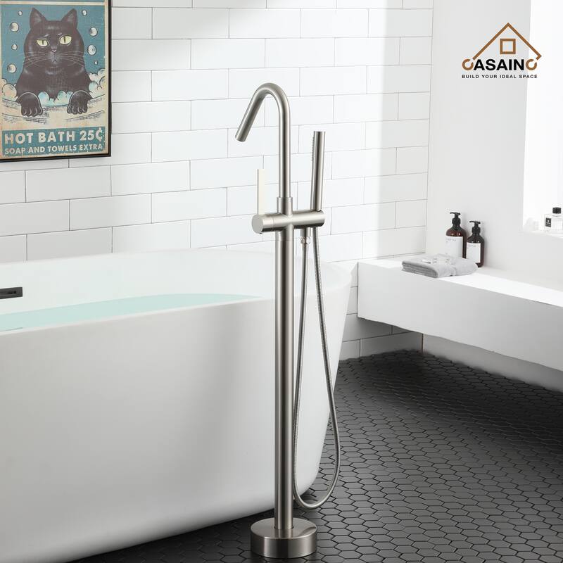 CASAINC Freestanding Single-Handle Bathtub Faucet with Hand Shower
