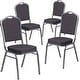 preview thumbnail 14 of 25, 4 Pack Crown Back Stacking Banquet Chair Black Patterned Fabric/Silver Vein Frame