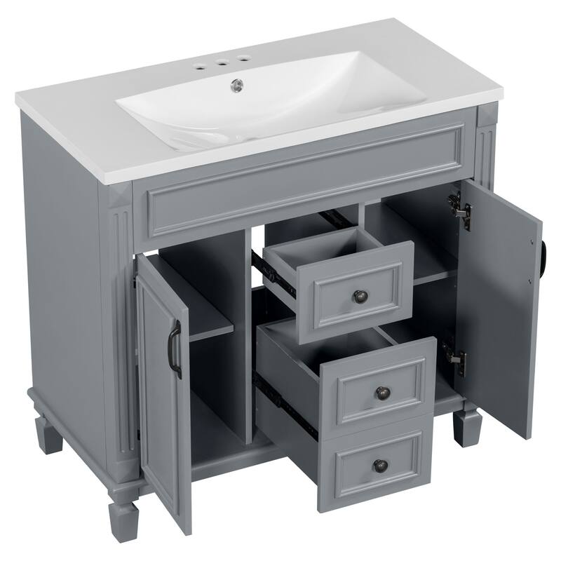 2 Drawers Bathroom Vanity with Top Sink