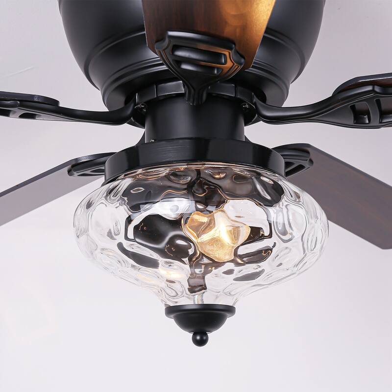 52" Classic Matte Black Flush Mount Ceiling Fan with Light and Remote - 52 in. D x 52 in. W x 14 in. H