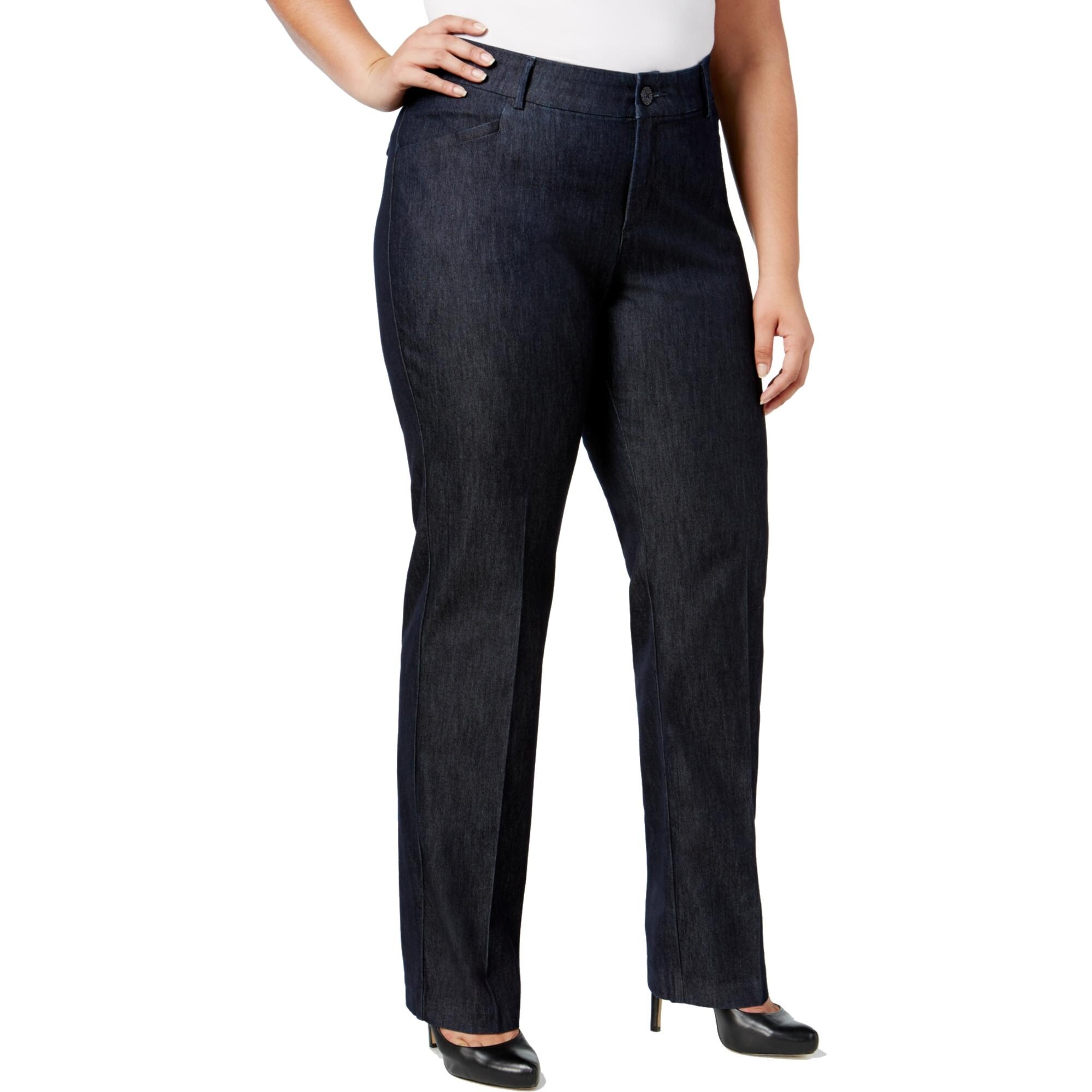 Lee Platinum Label Womens Plus Dress Pants Denim Eased Fit