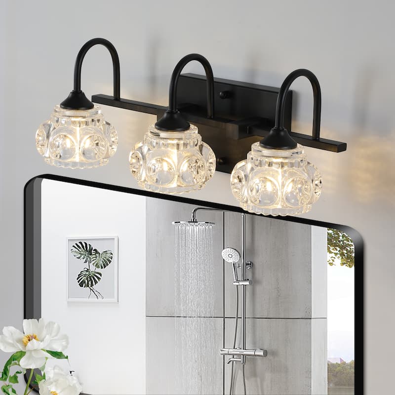 Patterned Glass Bathroom Vanity Light 3/4/5-Light Black