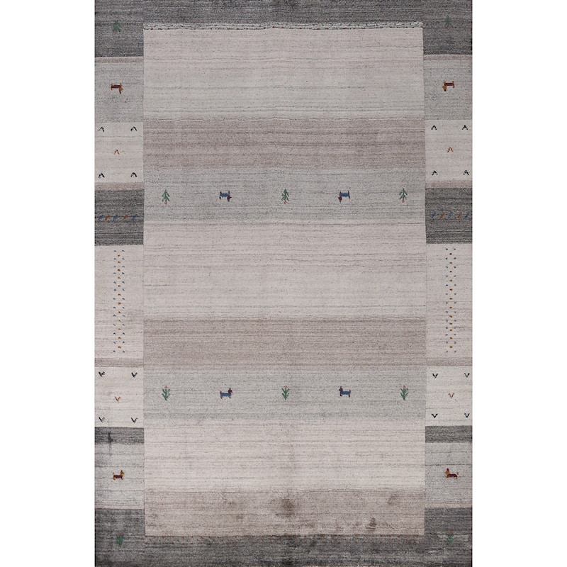 Bege Tribal Gabbeh Indian Area Rug Handmade Wool Carpet - 5'3" x 7'7"