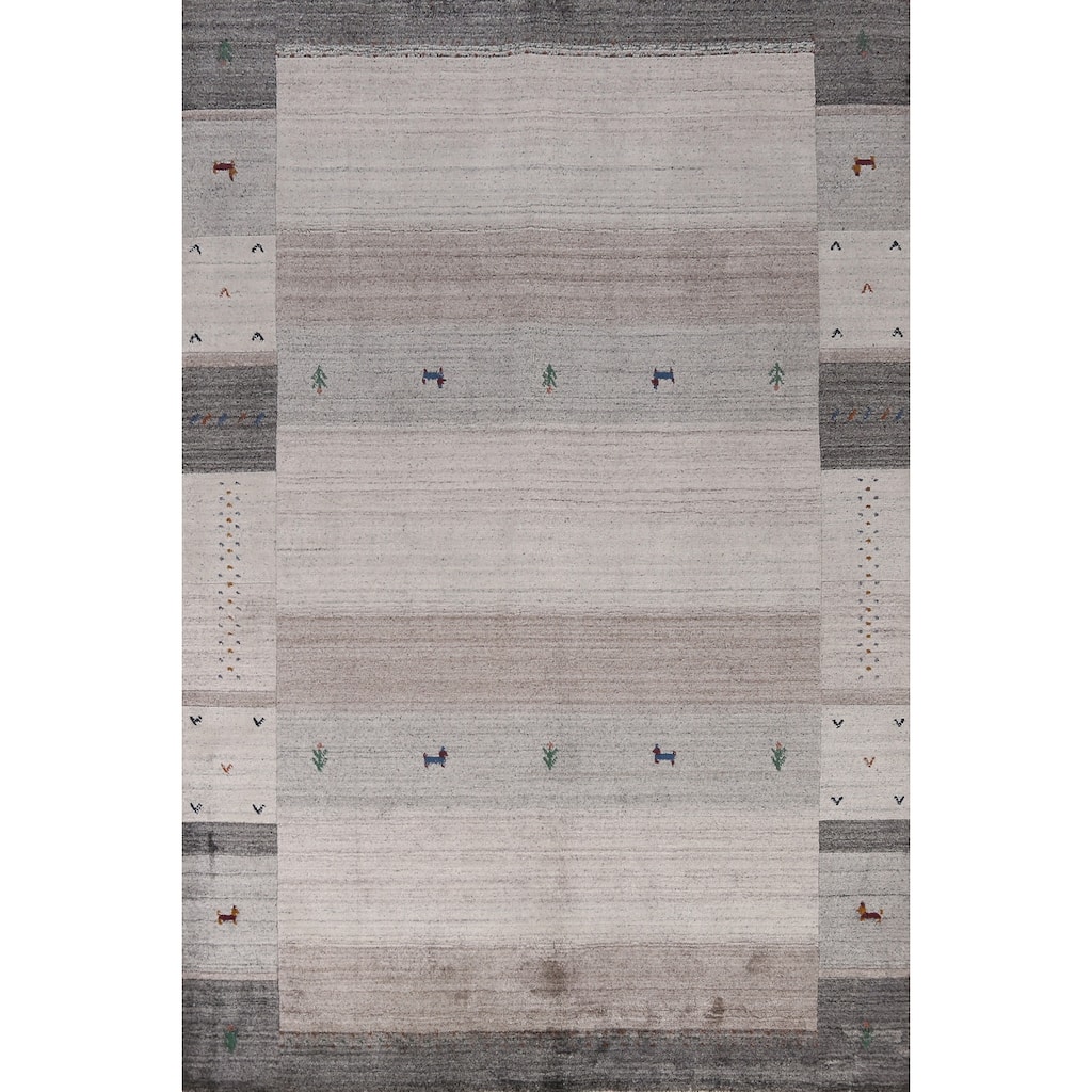 Bege Tribal Gabbeh Indian Area Rug Handmade Wool Carpet - 5'3" x 7'7"