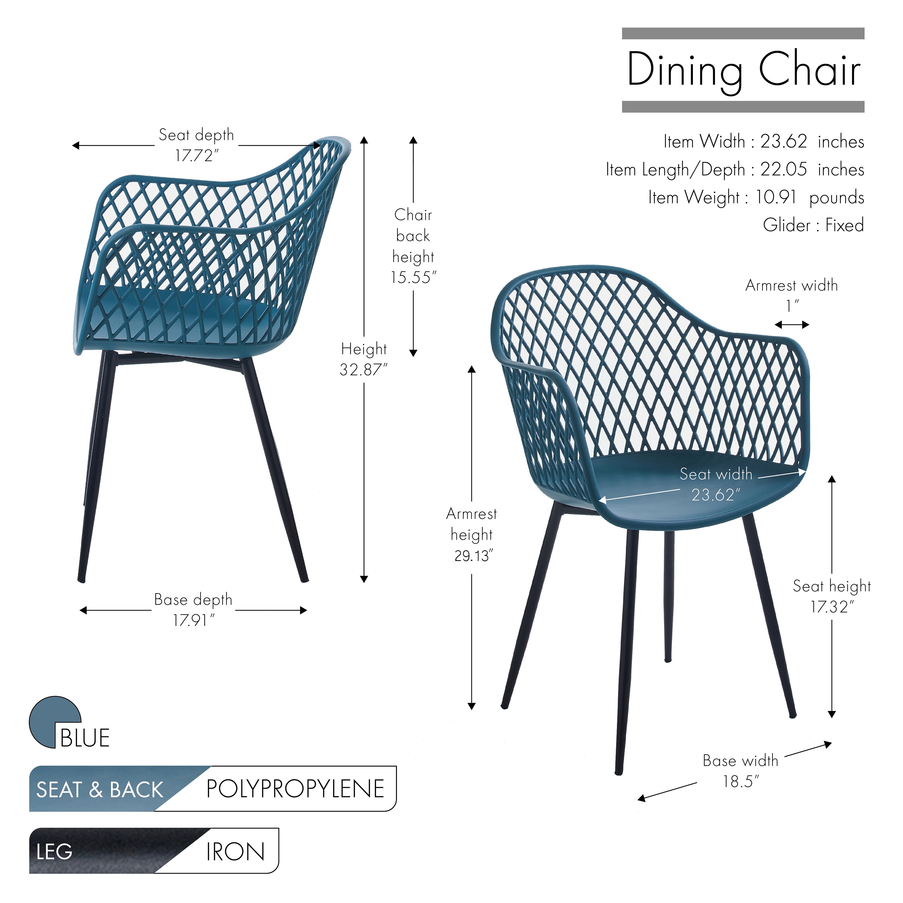 Verfijning inrichting hanger Porthos Home Mitt Hard Plastic Dining Chairs w/ Iron Legs (Set of 2) -  Overstock - 32149378