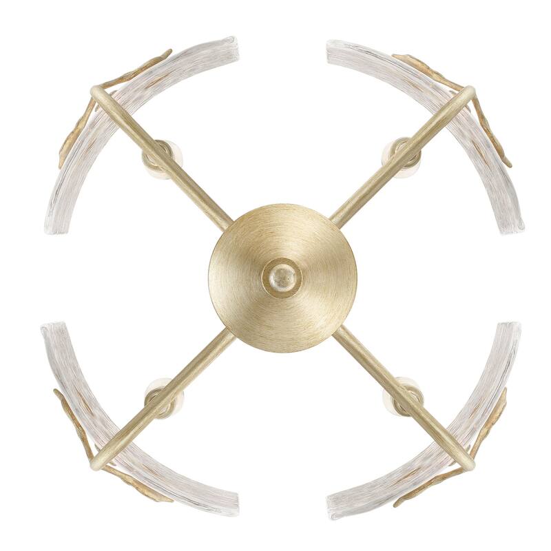 Bloem 4 Light Pendant in White Gold with Hammered Water Glass