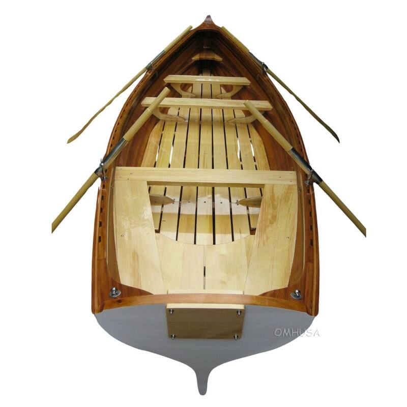 Wooden Whitehall Row Boat with composite reinforcement and gelcoat 17ft