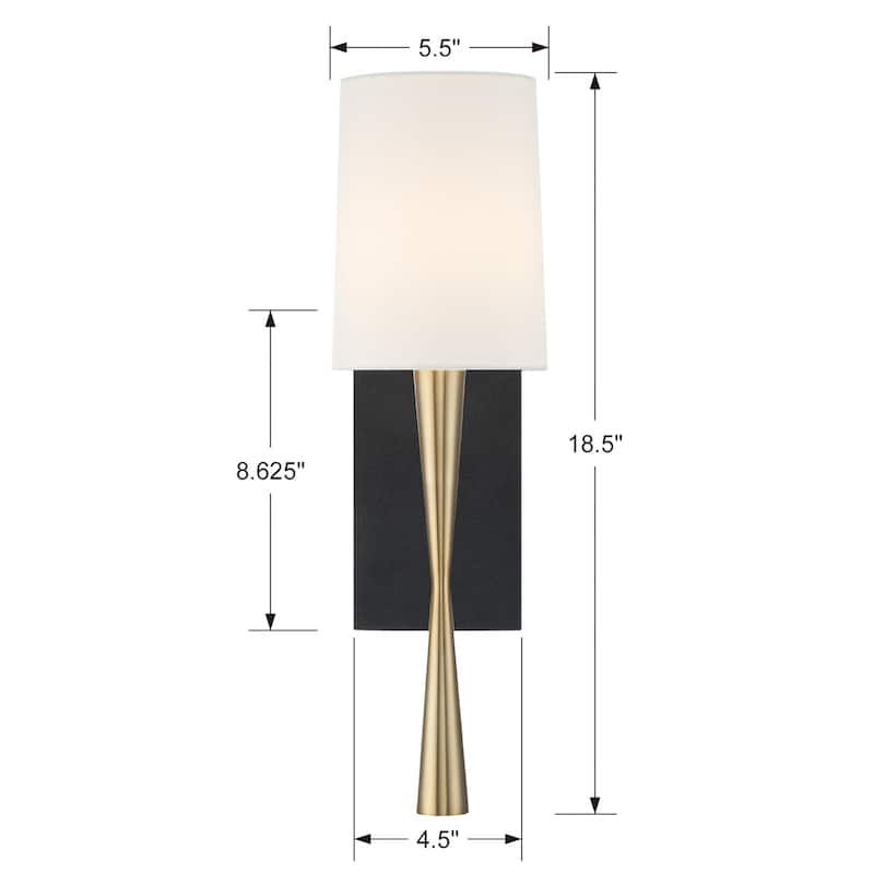 Trenton 1 Light Aged Brass and Black Wall Mount - 5.5'' W x 18.5'' H x 6.5'' D