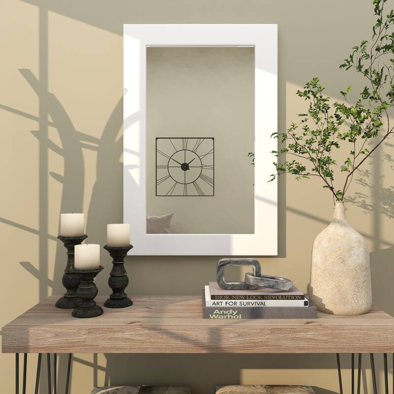 White Wooden Room Wall Mirror