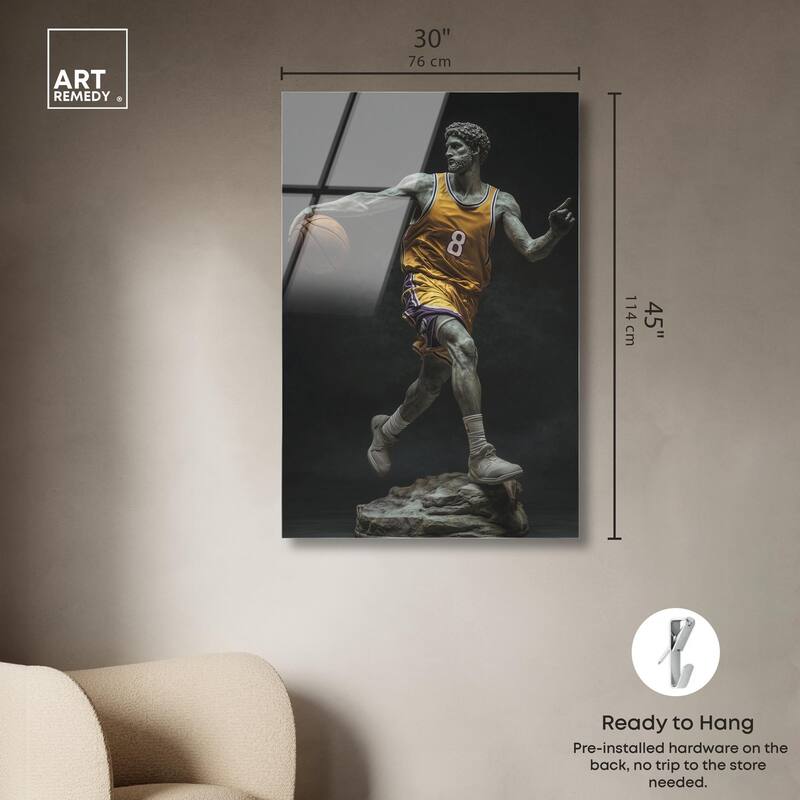 Basketball Yellow Uniform Acrylic by Art Remedy, Ready to Hang