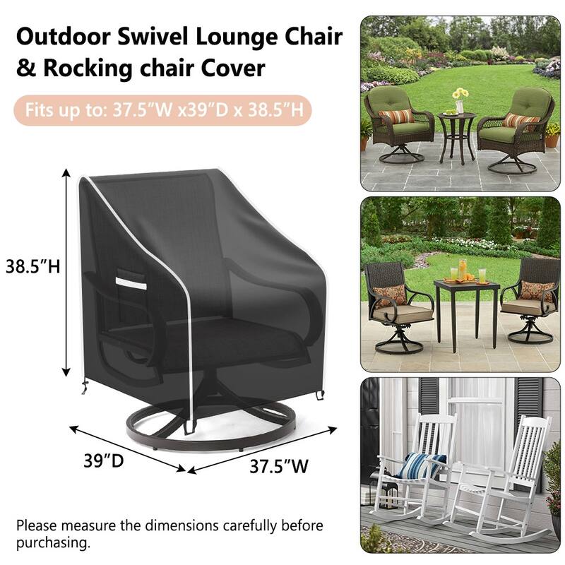 2 Pack Waterproof Outdoor Swivel Lounge Chair Cover