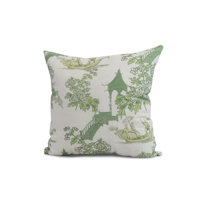 20 x 20 inch China Old Floral Print Pillow - Green