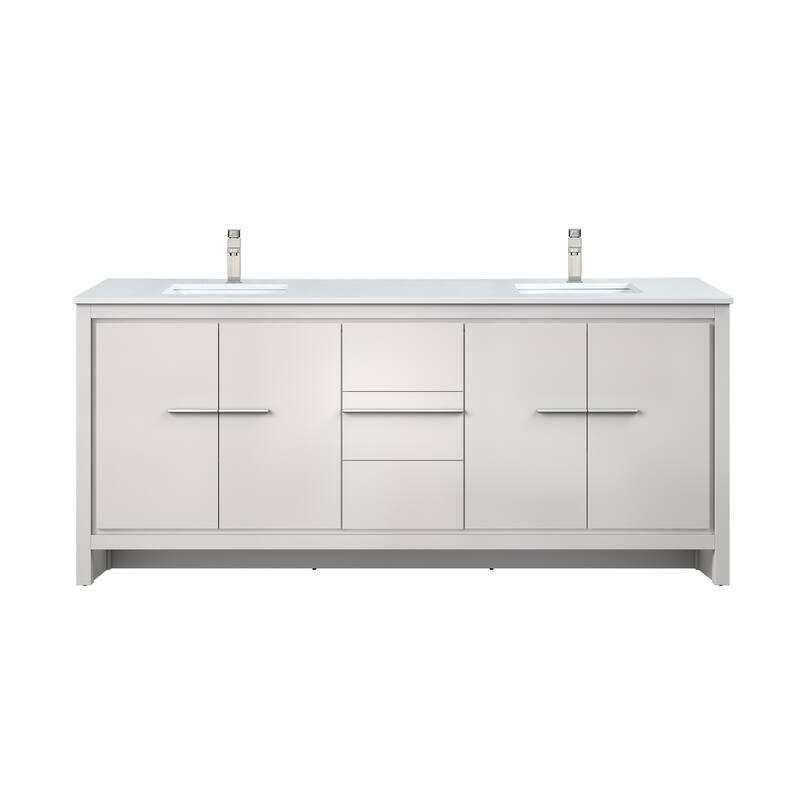 Lafarre Bath Vanity Quartz Top, Sink and Brushed Nickel Faucet