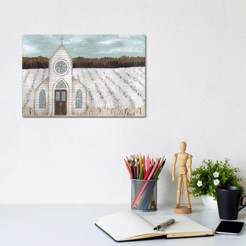 iCanvas "Farm Sketch Church Landscape" by Kathleen Bryan Canvas Print - 8x12x0.75
