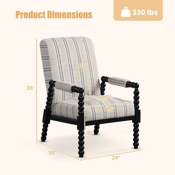Gymax 2PCS Accent Chair Upholstered Armchair w/ Rubber Wood Frame