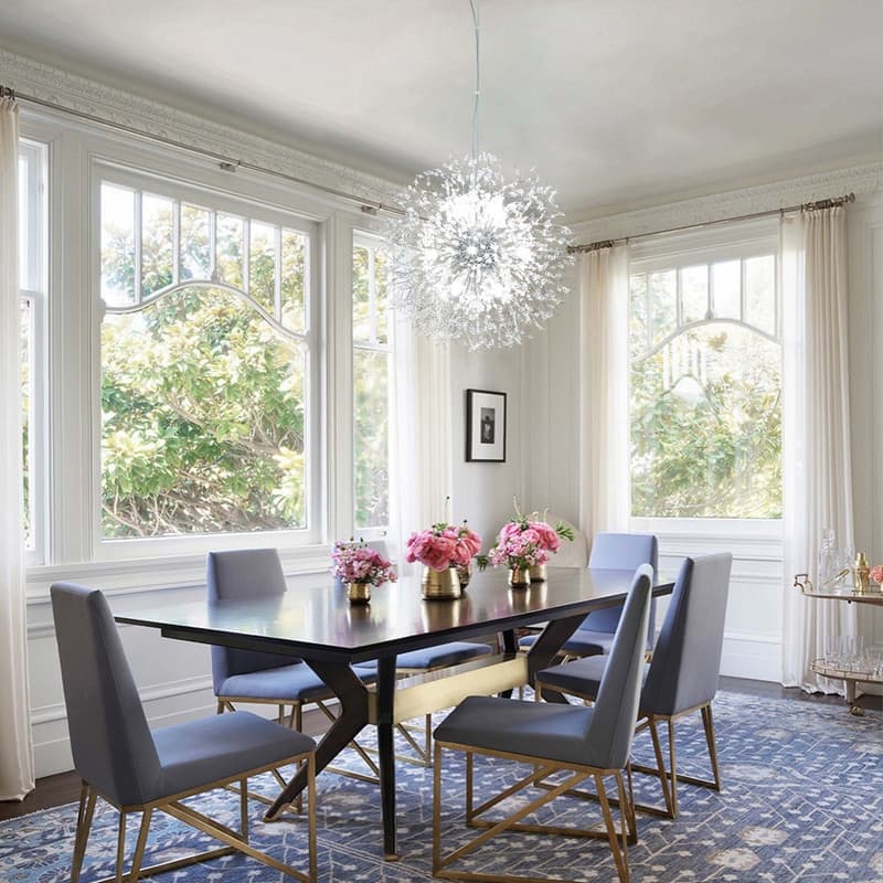 8/9/12/16-Light Modern Linear Sputnik Globe Pendant Starburst Firework Crystal Chandelier