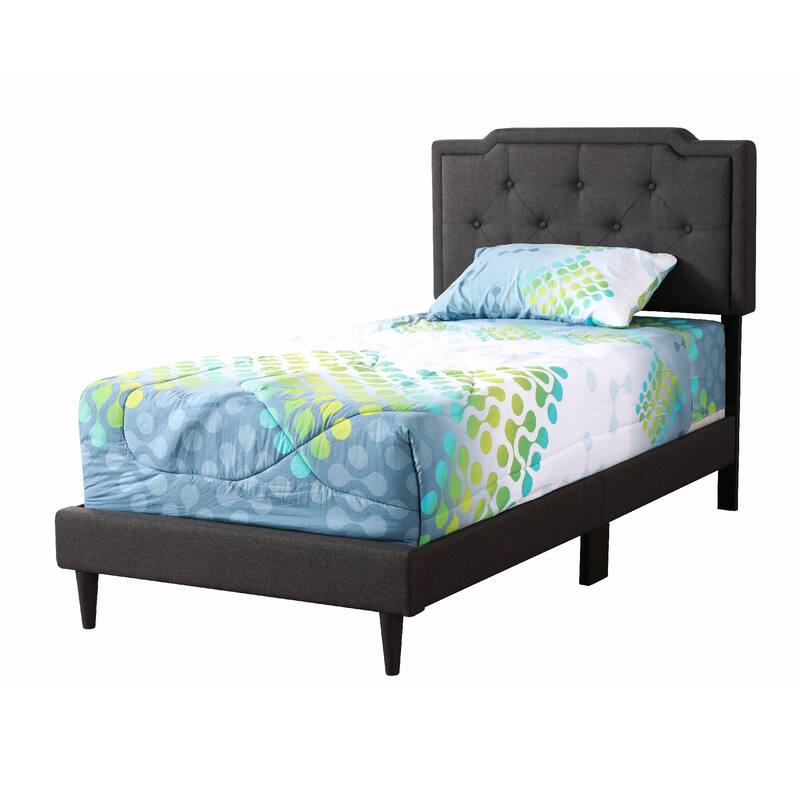 Upholstered Tufted Adjustable Twin Panel Bed - 81" - Black