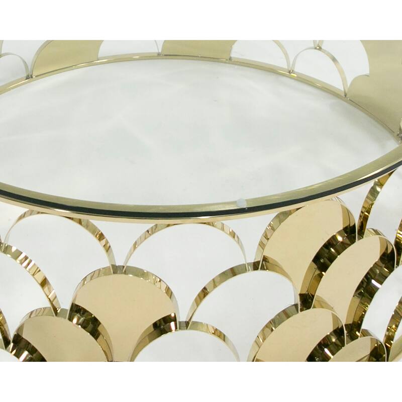 Modrest Javier Modern Glass & Gold Round Coffee Table