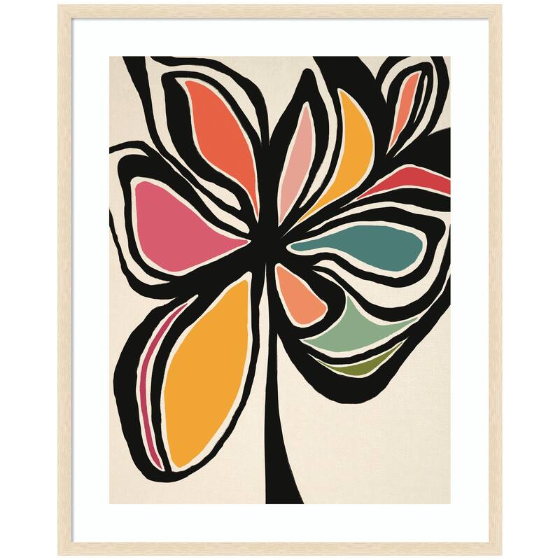 Kate and Laurel Framed Art Midnight Floral 2 by Alicia Bock - 34x42 - Natural