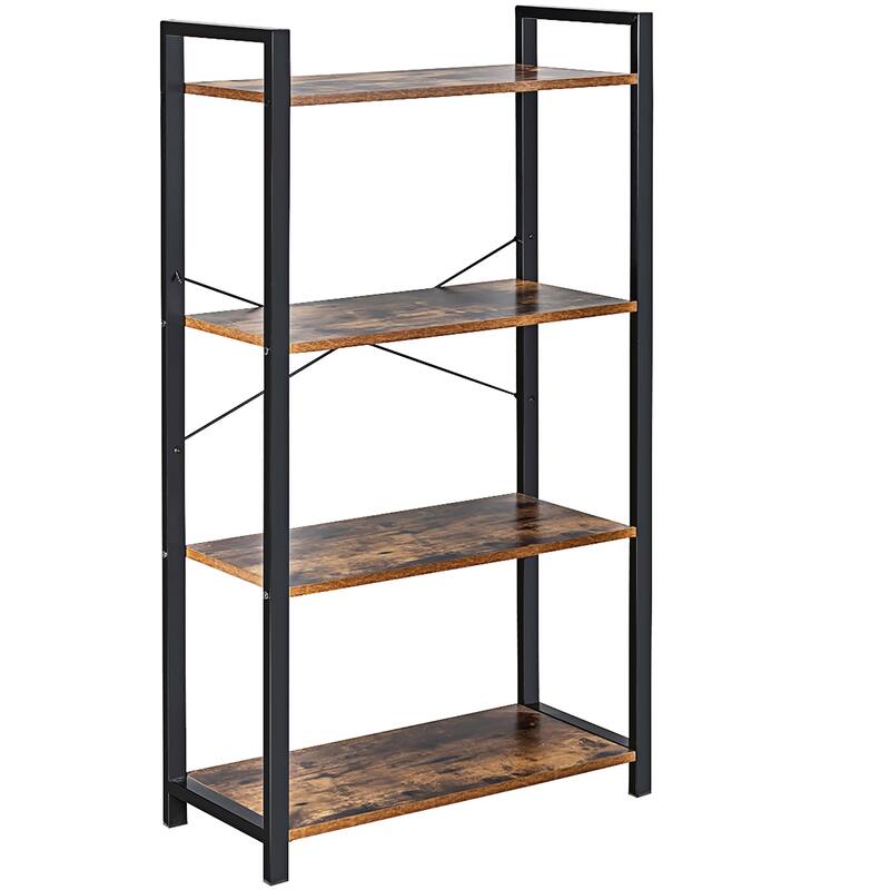 Costway 4-Tier Bookshelf Industrial Bookcase Diaplay Shelf Storage - Brown