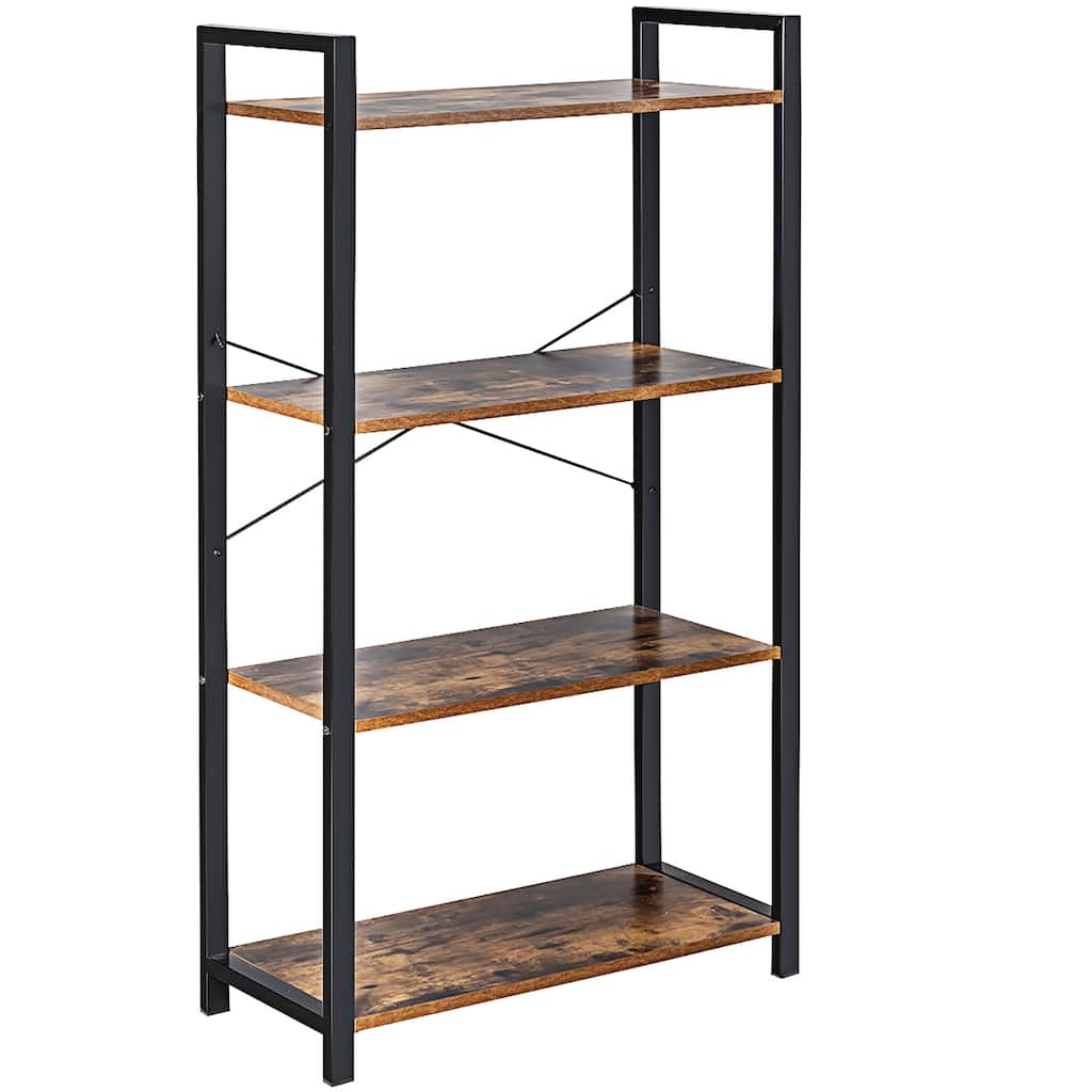 Costway 4-Tier Bookshelf Industrial Bookcase Diaplay Shelf Storage