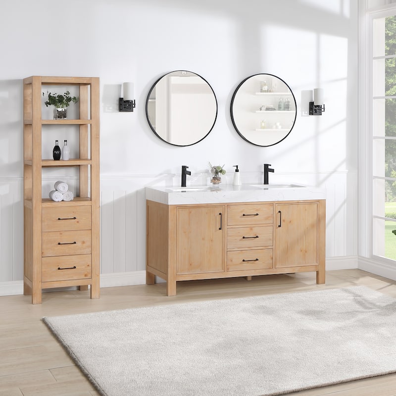 Leon 60 in. Double Bathroom Vanity with Composite Stone Top