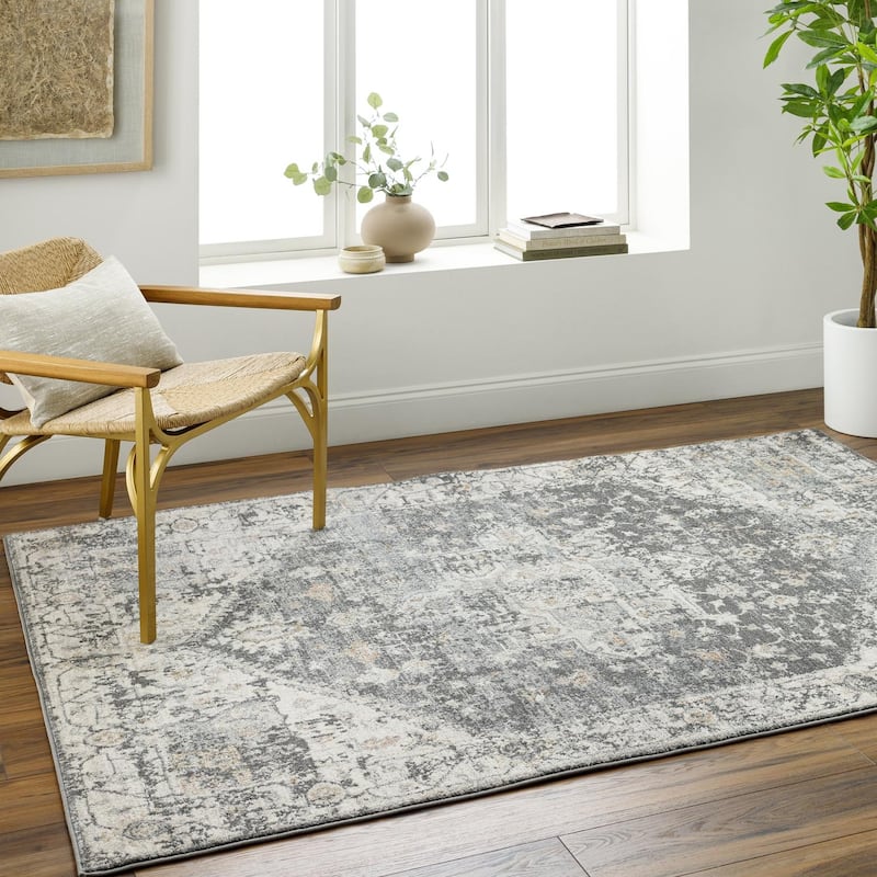 Darcy Traditional Area Rug - Charcoal/Cream - 9'2" x 12'