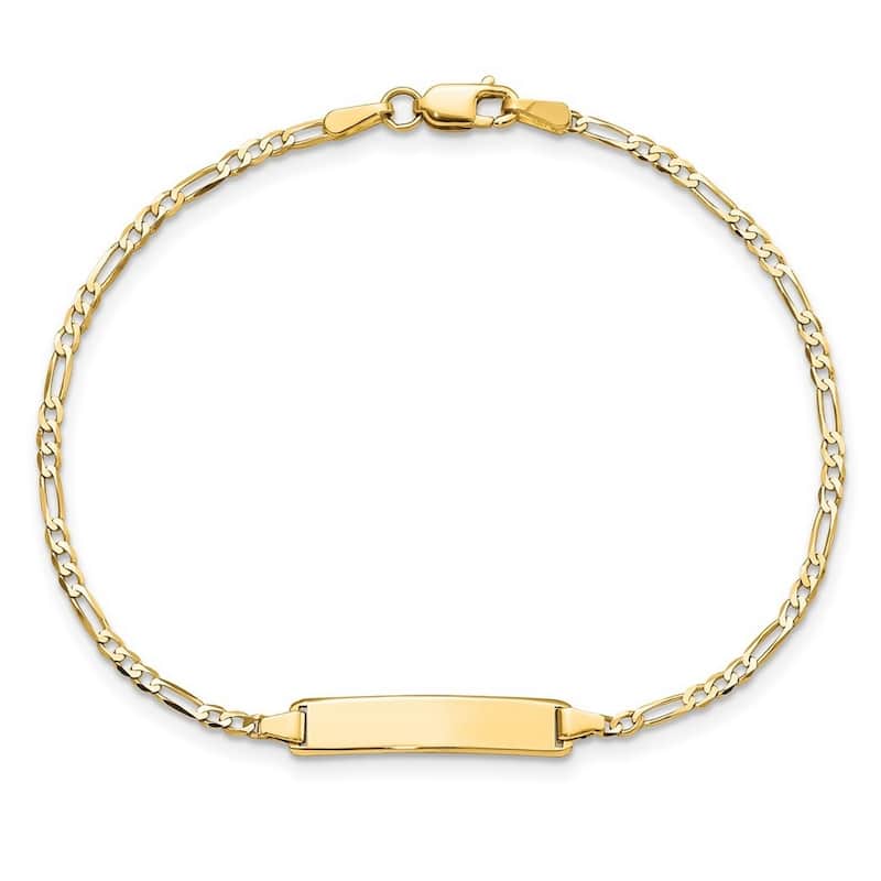 Curata 4.5mm 14k Yellow Gold Engravable Flat Figaro Link ID Bracelet 7 Inch